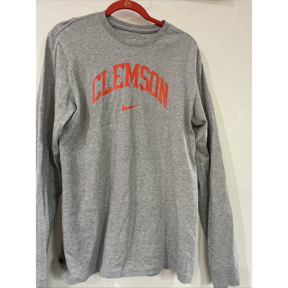 NEW Nike Tee Men’s Clemson University Tigers Gray LS Cotton Tee Shirt Size Med - Picture 1 of 7